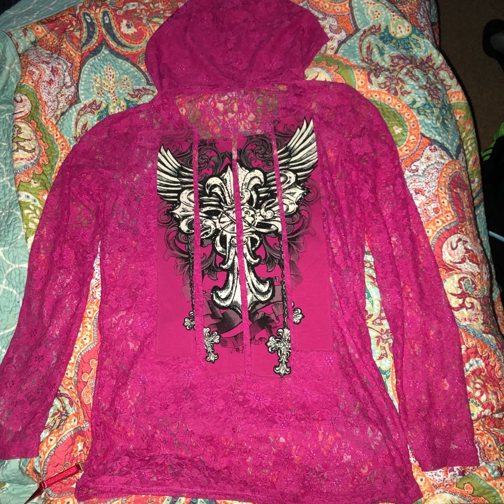2/$45 Hot Pink Lace Hoodie